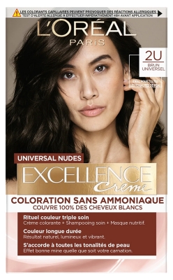 L'Oréal Paris Excellence Crème Universal Nudes Ammonia-Free Haircolour 192 ml - Hair Colour: 2U Universal Brown L'Oréal Paris Excellence Crème Universal Nudes Ammonia-Free Haircolour 192 ml - Hair Colour: 2U Universal Brown