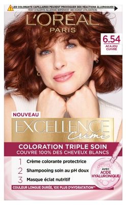 L'Oréal Paris Excellence Crème Coloration Triple Care 192 ml - Hair Colour: 6.54 Mahogany Copper L'Oréal Paris Excellence Crème Coloration Triple Care 192 ml - Hair Colour: 6.54 Mahogany Copper