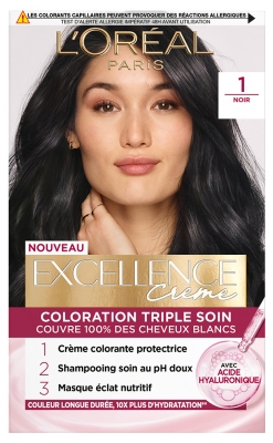 L'Oréal Paris Excellence Crème Coloration Triple Care 192 ml - Hair Colour: 1 Black L'Oréal Paris Excellence Crème Coloration Triple Care 192 ml - Hair Colour: 1 Black