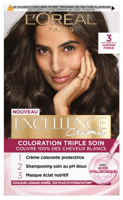 L'Oréal Paris Excellence Crème Coloration Triple Care 192 ml - Hair Colour: 3 Dark Brown L'Oréal Paris Excellence Crème Coloration Triple Care 192 ml - Hair Colour: 3 Dark Brown