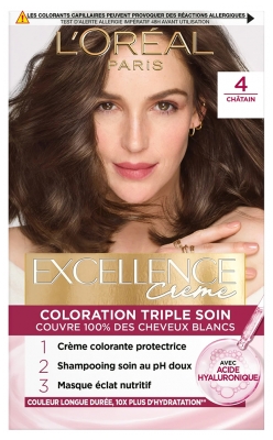 L'Oréal Paris Excellence Crème Coloration Triple Care 192 ml - Hair Colour: 4 Brown L'Oréal Paris Excellence Crème Coloration Triple Care 192 ml - Hair Colour: 4 Brown