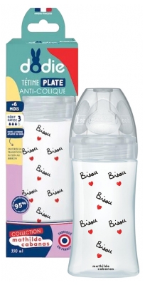 Dodie Collection Mathilde Cabanas 330 ml Anti-Colic Flat Teat Feeding Bottle 6 Months and up Dodie Collection Mathilde Cabanas 330 ml Anti-Colic Flat Teat Feeding Bottle 6 Months and up