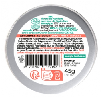 Owoce Energetyczne 48H Deocrème Organiczny Zapach Białej Brzoskwini 45 g