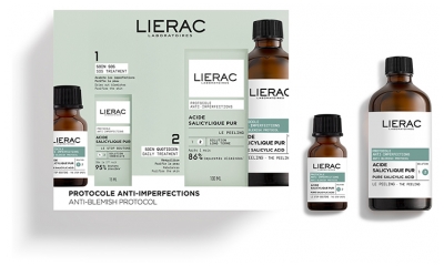 Lierac Protocole Peeling Anti-Imperfections Acide Salicylique Pur 100 ml + Acide Salicylique Pur Le Stop Boutons 15 ml