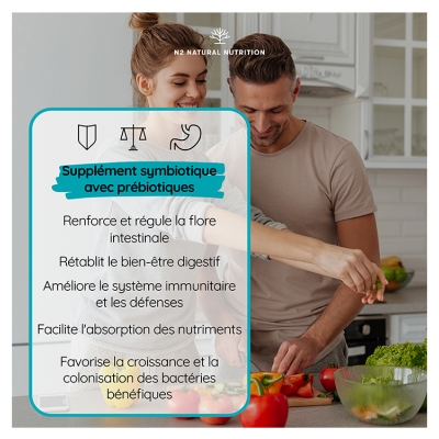 N2 Natural Nutrition Symbiotics Probiotiques et Prébiotiques 60 Capsules