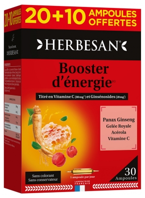 Herbesan Panax Ginseng CA Meyer Royal Jelly Witamina C Acerola 20 Ampułek + 10 Ampułek Gratis Herbesan Panax Ginseng CA Meyer Royal Jelly Witamina C Acerola 20 Ampułek + 10 Ampułek Gratis