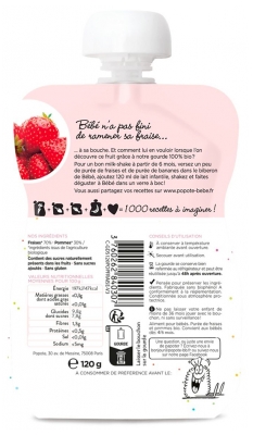 Popote Gourde Les Fraises Compote Dès 4/6 Mois Bio 120 g