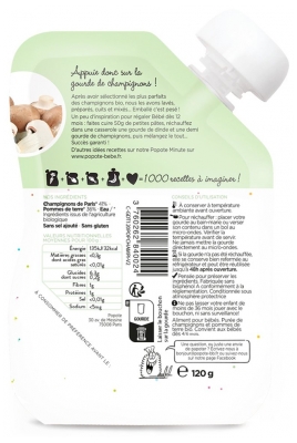 Popote Gourdes Les Champignons Purée From 4/6 Months Organic 120 g
