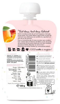 Popote Gourd L'Abricot Compote From 4/6 Months Organic 120 g