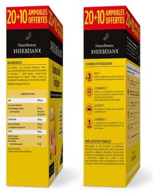 Herbesan Immunité Fatigue 20 Ampoules + 10 Offertes