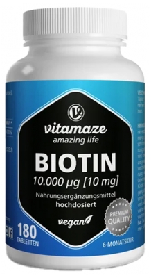 Vitamaze Biotine 10 mg 180 Comprimés Vitamaze Biotine 10 mg 180 Comprimés
