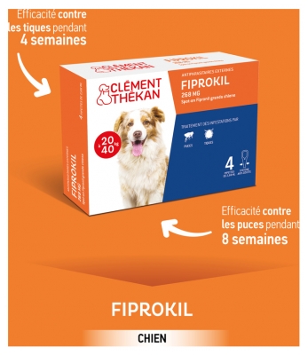 Clément Thékan Fiprokil 268 mg Grands Chiens 4 Pipettes