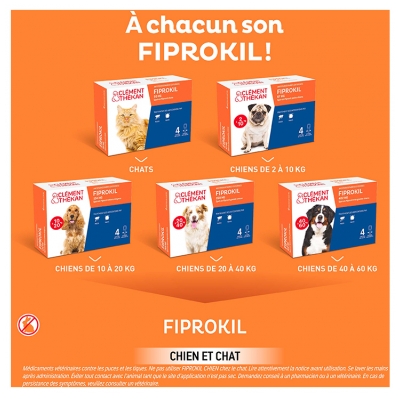 Clément Thékan Fiprokil 268 mg Grands Chiens 4 Pipettes