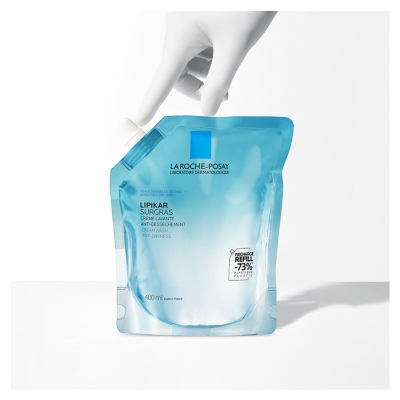 La Roche-Posay Lipikar Surgras Crème Lavante Anti-Dessèchement 400 ml + Éco-Recharge 400 ml