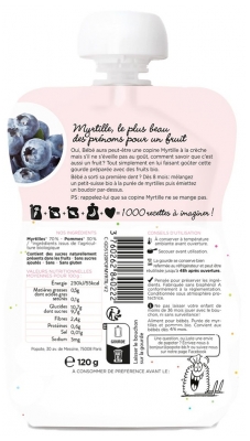 Popote Gourde Les Myrtilles Compote Dès 4/6 Mois Bio 120 g
