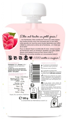 Popote Gourde Les Framboises Compote Dès 4/6 Mois Bio 120 g