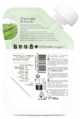 Popote Gourd Les Haricots Verts Purée From 4/6 Months Organic 120 g