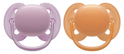 Avent Ultra Soft 2 Silicone Orthodontic Soothers 6-18 Months - Colour: Orange/Mauve Avent Ultra Soft 2 Silicone Orthodontic Soothers 6-18 Months - Colour: Orange/Mauve