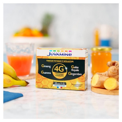 Juvamine 4G Ginseng Gelée Royale Guarana Gingembre 10 Ampoules