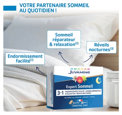 Juvamine Sommeil 3en1 Mélatonine + Plantes 30 Comprimés à sucer