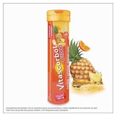 Vitascorbol C1000 15 Comprimés Effervescents - Goût : Orange/Ananas