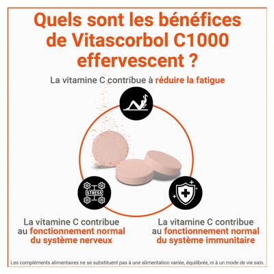 Vitascorbol C1000 15 Comprimés Effervescents - Goût : Orange/Ananas