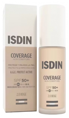 Isdin Coverage Foundation SPF50+ 30 ml - Colour: 2.0 Beige Isdin Coverage Foundation SPF50+ 30 ml - Colour: 2.0 Beige