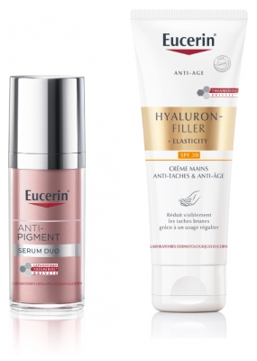 Eucerin Anti-Pigment Sérum Duo 30 ml + Hyaluron-Filler + Elasticity Crème Mains Anti-Taches & Anti-Âge SPF30 75 ml