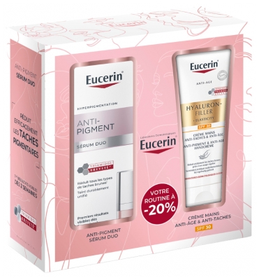 Eucerin Anti-Pigment Sérum Duo 30 ml + Hyaluron-Filler + Elasticity Crème Mains Anti-Taches & Anti-Âge SPF30 75 ml