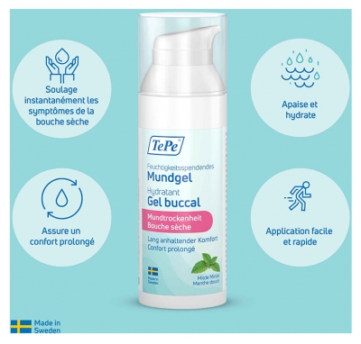 TePe Gel Buccal Hydratant Bouche Sèche Menthe Douce 50 ml