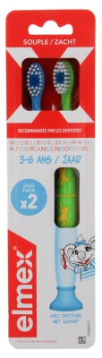 Elmex 2 Brosses à Dents Souple 3-6 Ans - Couleur : Vert et Bleu Elmex 2 Brosses à Dents Souple 3-6 Ans - Couleur : Vert et Bleu