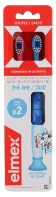 Elmex 2 Brosses à Dents Souple 3-6 Ans - Couleur : Bleu et Rose Elmex 2 Brosses à Dents Souple 3-6 Ans - Couleur : Bleu et Rose
