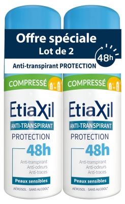 Etiaxil Anti-Transpirant Protection 48H Peaux Sensibles Aérosol Compressé Lot de 2 x 100 ml