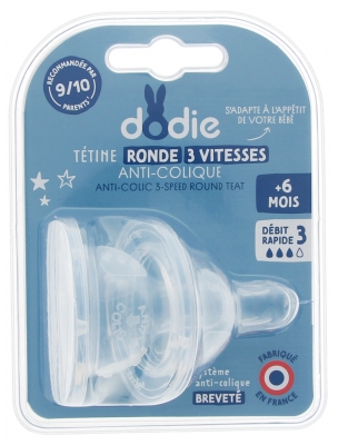 Dodie 2 Round Teats 3 Flows Anti-Colic Fast Flow + 6 Months Dodie 2 Round Teats 3 Flows Anti-Colic Fast Flow + 6 Months