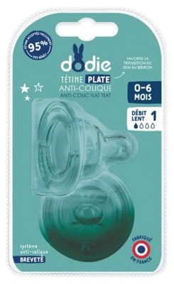 Dodie Sensation+ 2 Tétines Collo Largo Piatto 0-6 Mesi Flusso 1 Lento Dodie Sensation+ 2 Tétines Collo Largo Piatto 0-6 Mesi Flusso 1 Lento