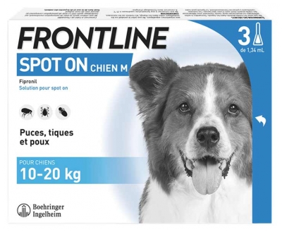 Frontline Spot-On Dog M (10-20 kg) 3 Pipettes Frontline Spot-On Dog M (10-20 kg) 3 Pipettes