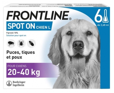 Frontline Spot-On Dog Size L (20-40kg) 6 Pipettes Frontline Spot-On Dog Size L (20-40kg) 6 Pipettes