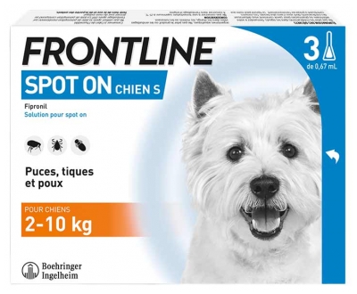 Frontline Spot-On Dog S (2-10 kg) 3 Pipety Frontline Spot-On Dog S (2-10 kg) 3 Pipety