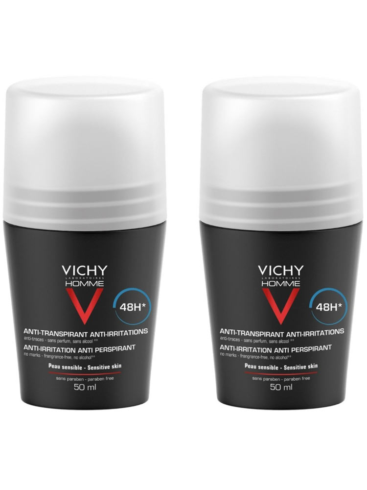 Vichy Homme Roll On Deodorant Sensitive Skin 2 X 50ml