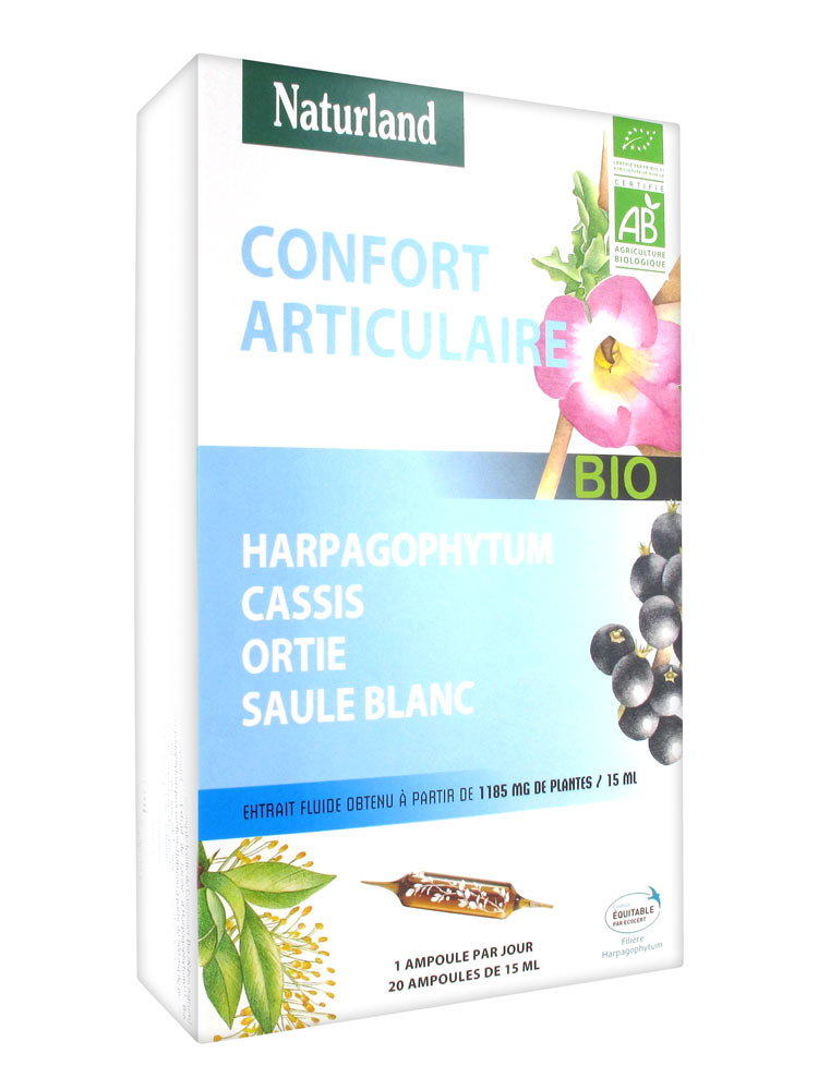 Naturland Harpagophytum Cassis Ortie Saule Blanc Bio 20 Ampoules