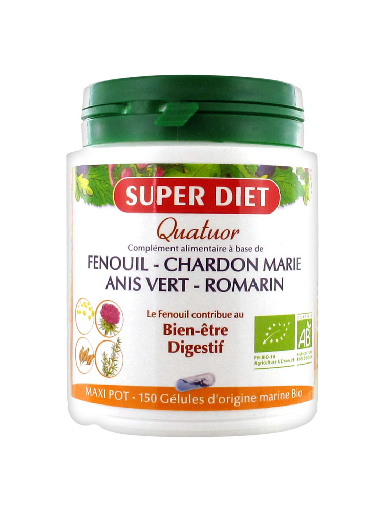 Super Diet Organic Quatuor Digestion 150 Capsules Super Diet Organic Quatuor Digestion 150 Capsules