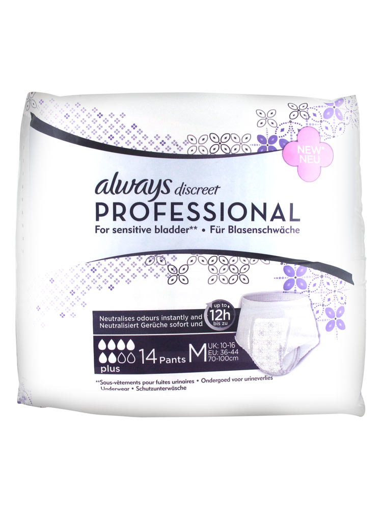 Always Discreet Professional Plus Size M 14 Incontinence Protections
