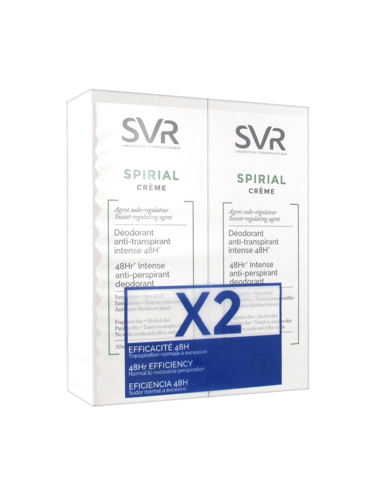 SVR Spirial Cream 48H Intense AntiPerspirant Deodorant 2 x 50ml