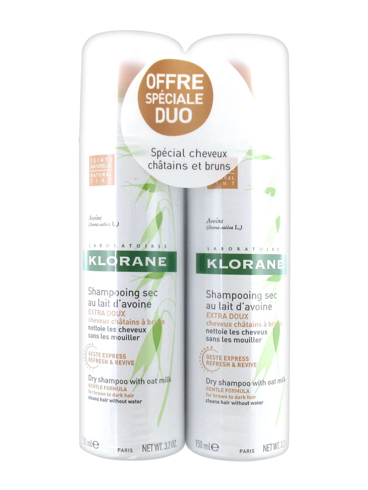 Klorane Dry Shampoo with Oat Milk Gentle Formula Spray 2 x 150ml