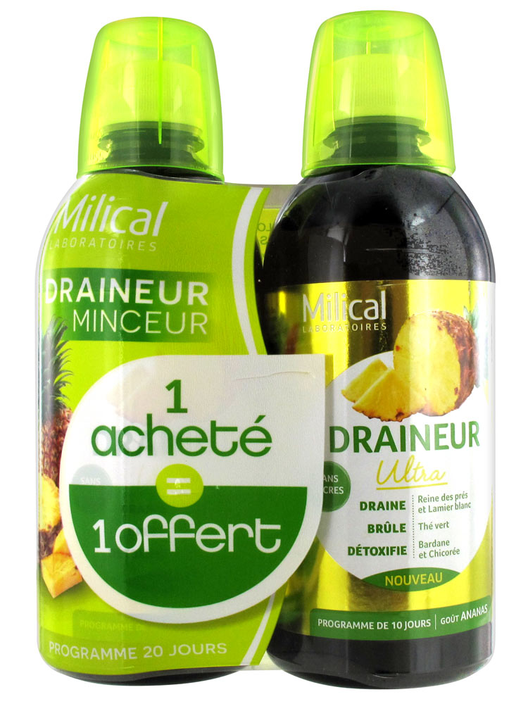 Milical Draineur Ultra Ananas Lot de 2 x 500 ml Milical Draineur Ultra Ananas Lot de 2 x 500 ml