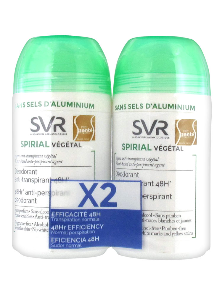 SVR Spirial Natural Deodorant AntiPerspirant Rollon 2 x 50ml