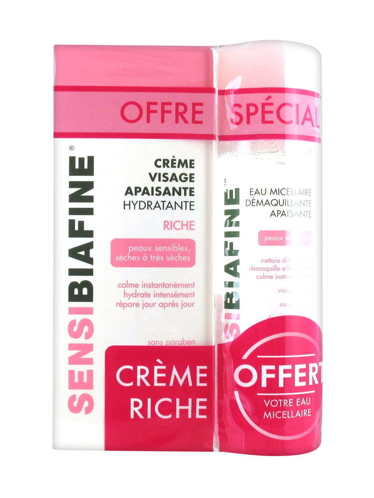 Sensibiafine Crème Visage Apaisante Hydratante Riche 50 Ml Eau Micellaire 125 Ml Offerte 2017