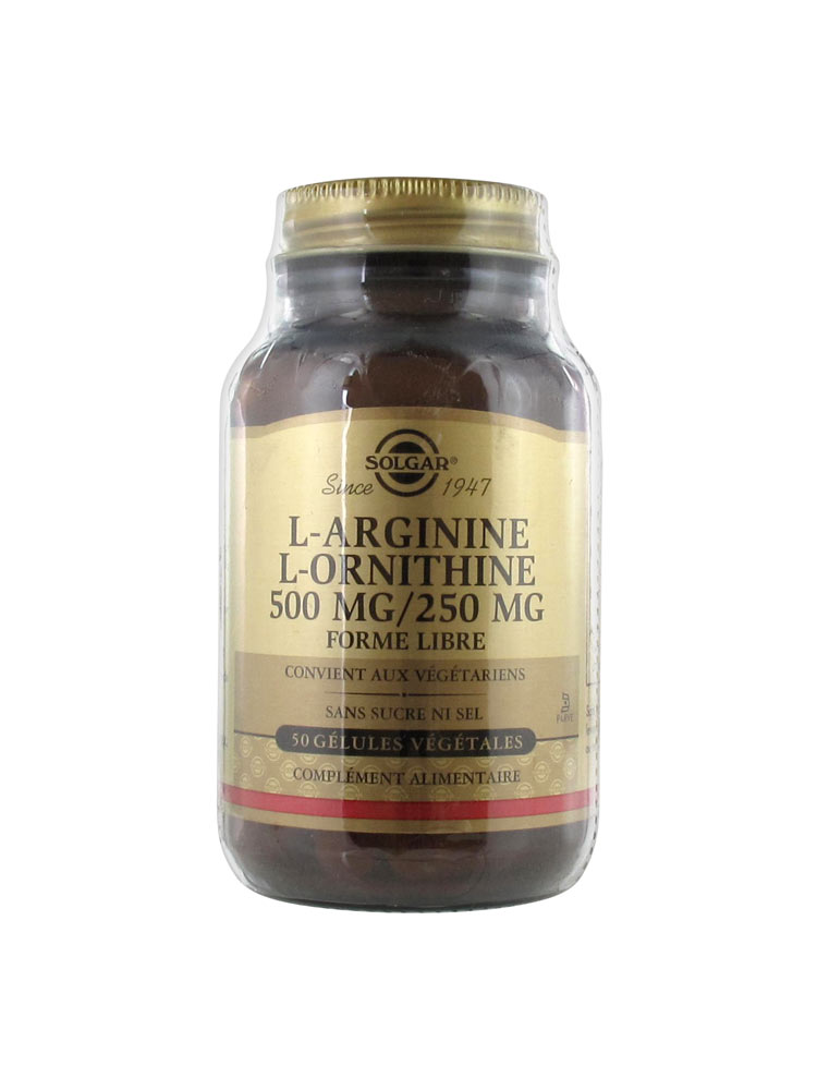 Solgar LArginine LOrnithine 500 / 250 50 Gélules Acheter à prix bas ici