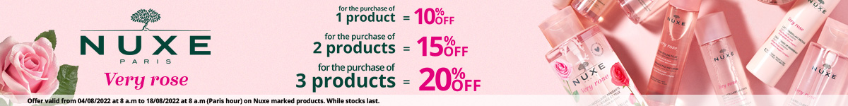 10% off on the whole Nuxe Very rose range