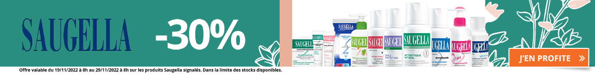 -30% sur tous les produits Saugella (hors gamme Saugella Cotton Touch)